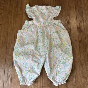 Vintage Tiny Tots Floral Romper 24 Months Pastel Blue Pink Yellow Boho
